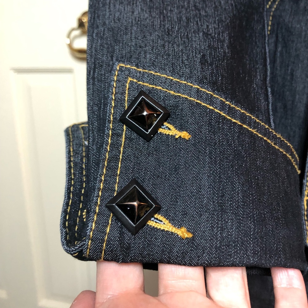 Bisou Bisou Belted Denim Coat Jacket - Picture 4 of 5